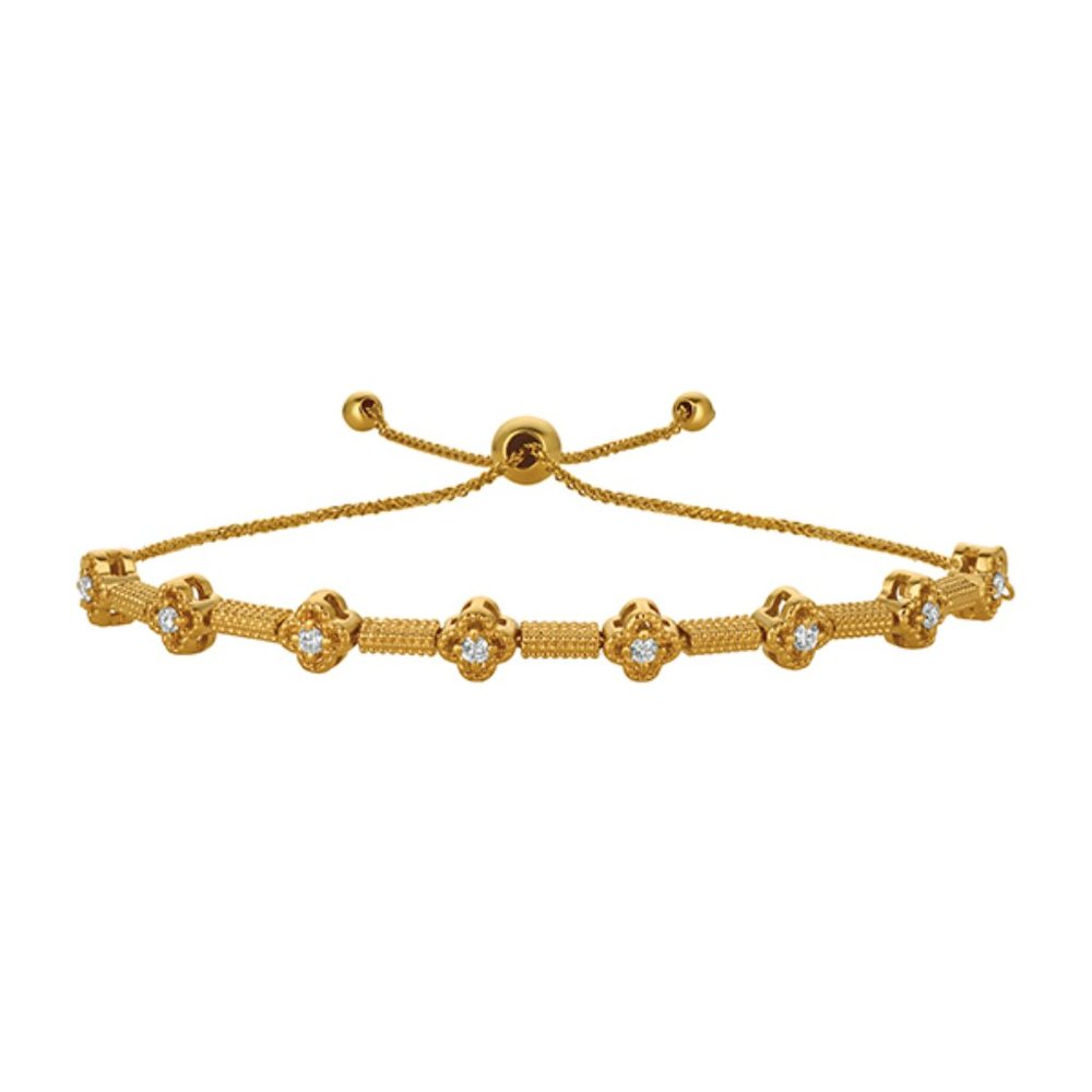 0.25 Carat Bolo Diamond Clover Bracelet 14K Yellow